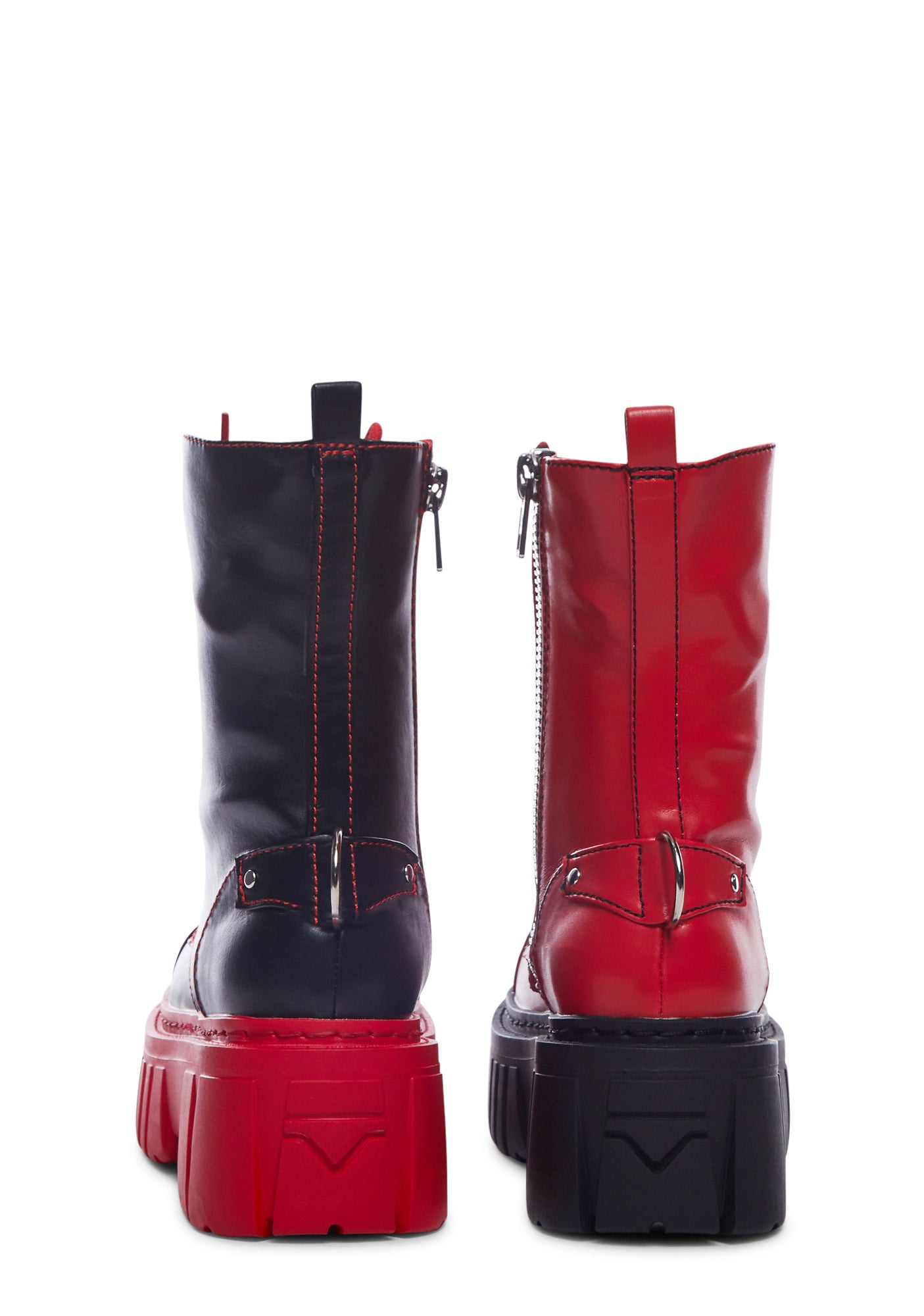 Devil Games Mismatched Combat Boots ?C Red - Image 4