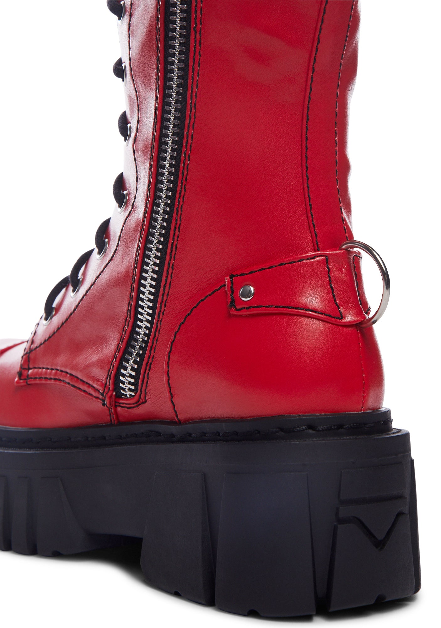 Devil Games Mismatched Combat Boots ?C Red - Image 2