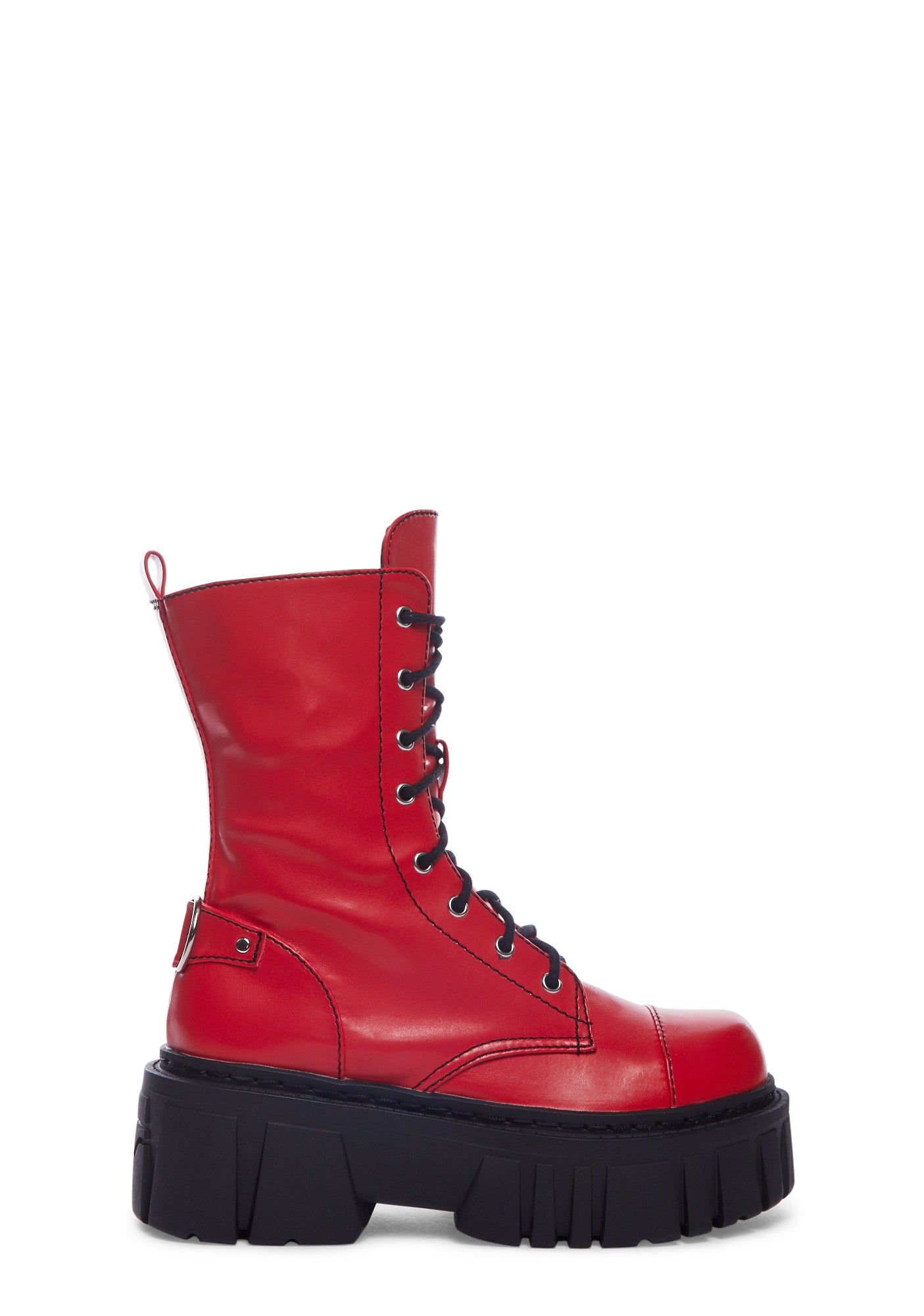 Devil Games Mismatched Combat Boots ?C Red - Image 3