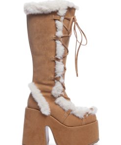 Camel-311 Platform Knee High Boots