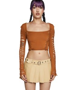 Alternative Spells Long Sleeve Top - Light Brown