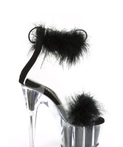 Alternative view of Adore-724F Platform Marabou Ankle Cuff Sandals-Black