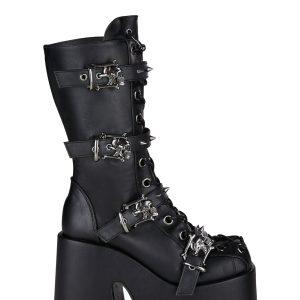 Camel-115 Platform Mid-Calf Boots