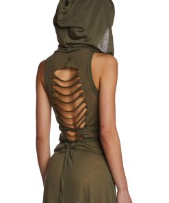 Alternative view of Echo Hooded Slit Maxi Dress - Green
