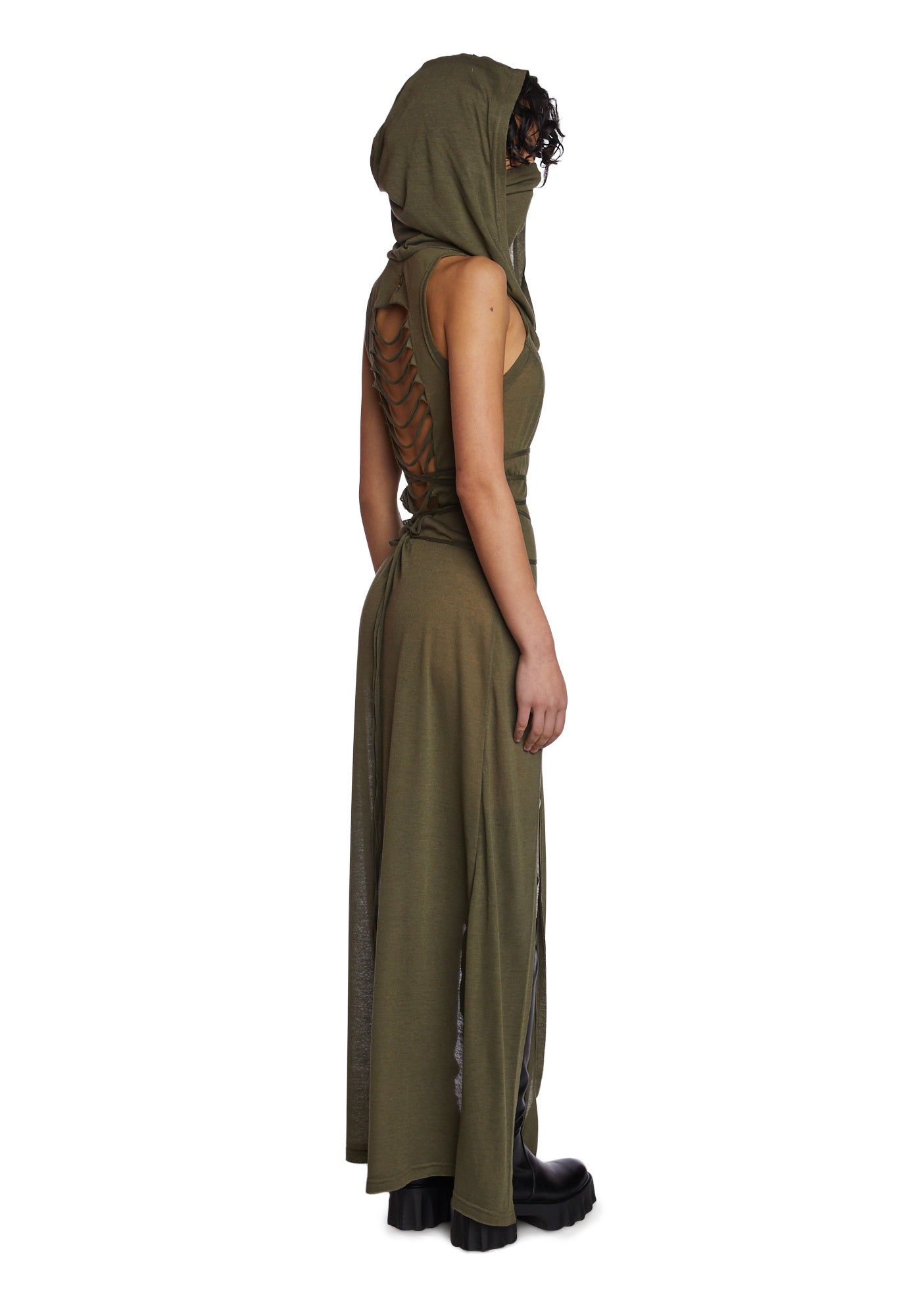 Echo Hooded Slit Maxi Dress ?C Green - Image 4