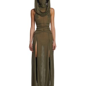 Echo Hooded Slit Maxi Dress ?C Green