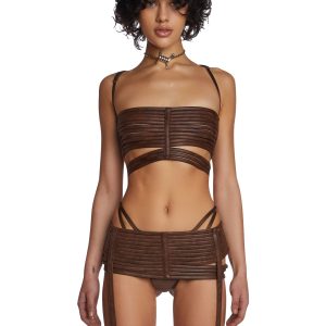 Echo Strappy 3-Piece Lingerie Set ?C Brown
