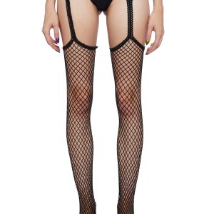 Dazzling Desires Garter Belt And Stockings-Black