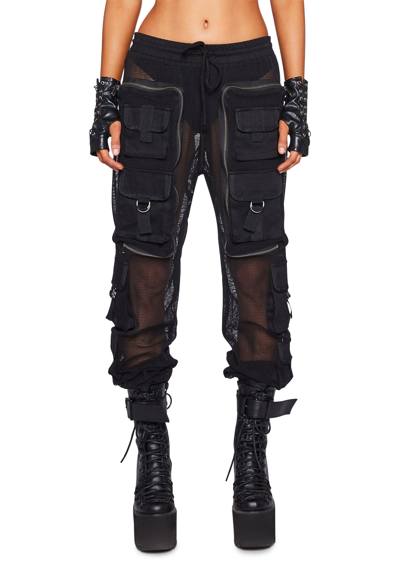 Complex Nights Fishnet Cargo Pants ?C Black