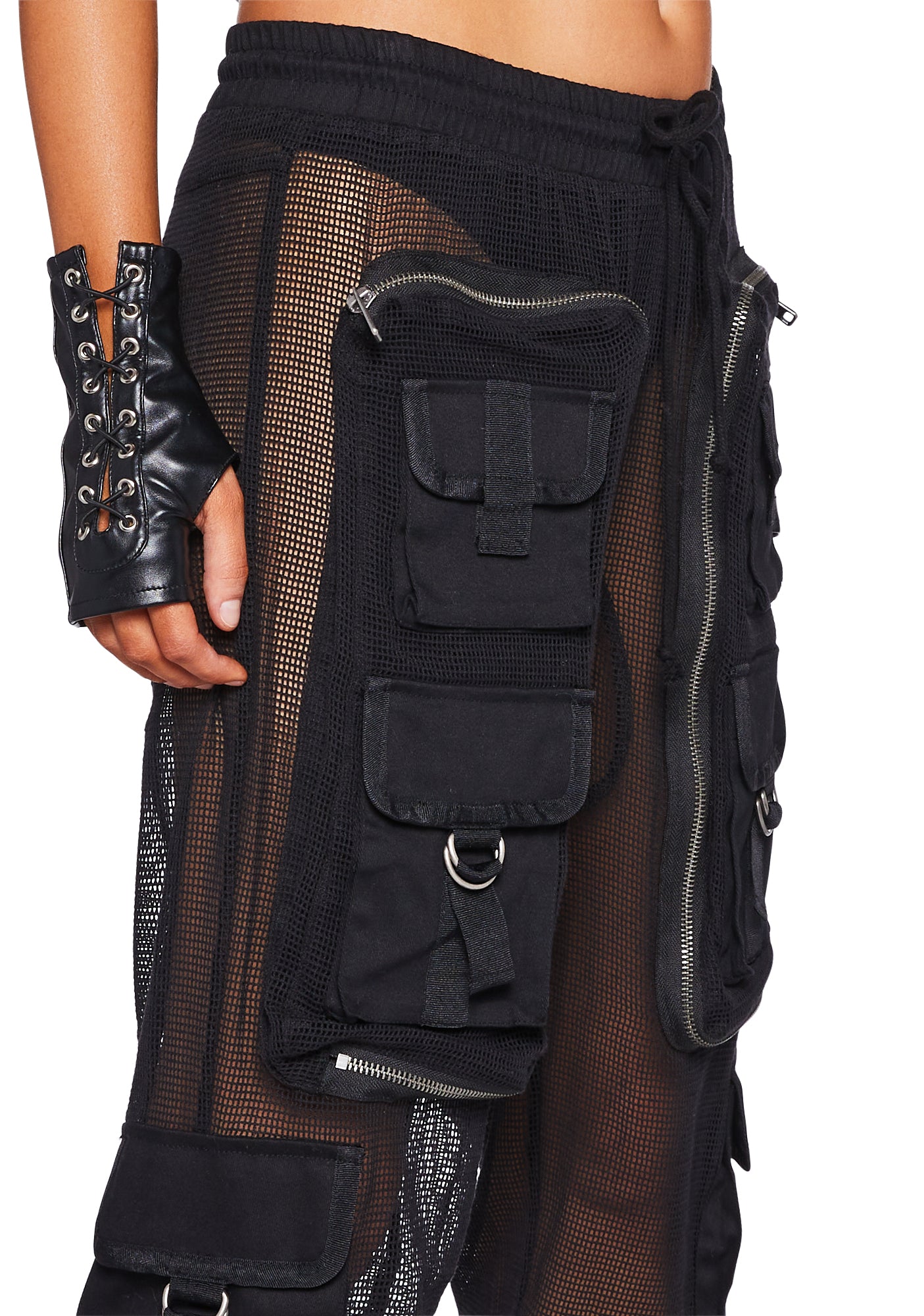 Complex Nights Fishnet Cargo Pants ?C Black - Image 5