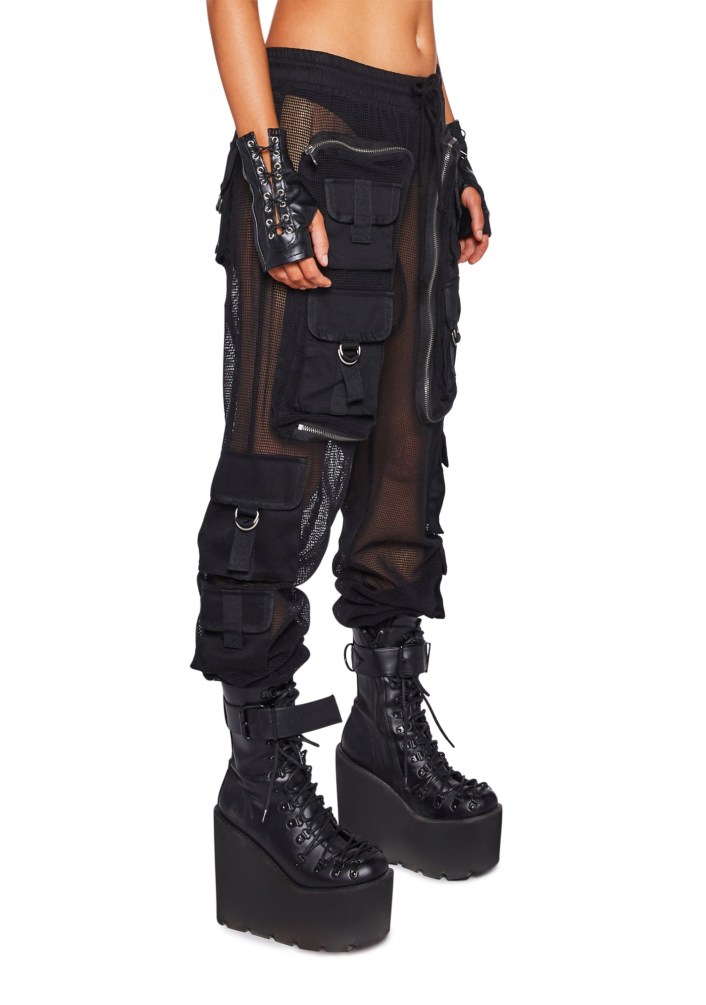 Complex Nights Fishnet Cargo Pants ?C Black - Image 3